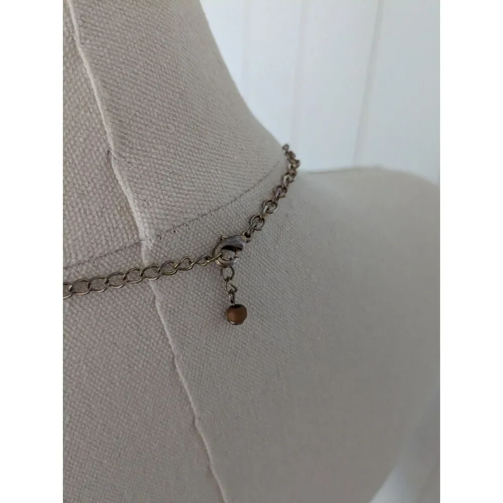 Vintage Statement Necklace, earth-toned beads, hammered metal disc charms